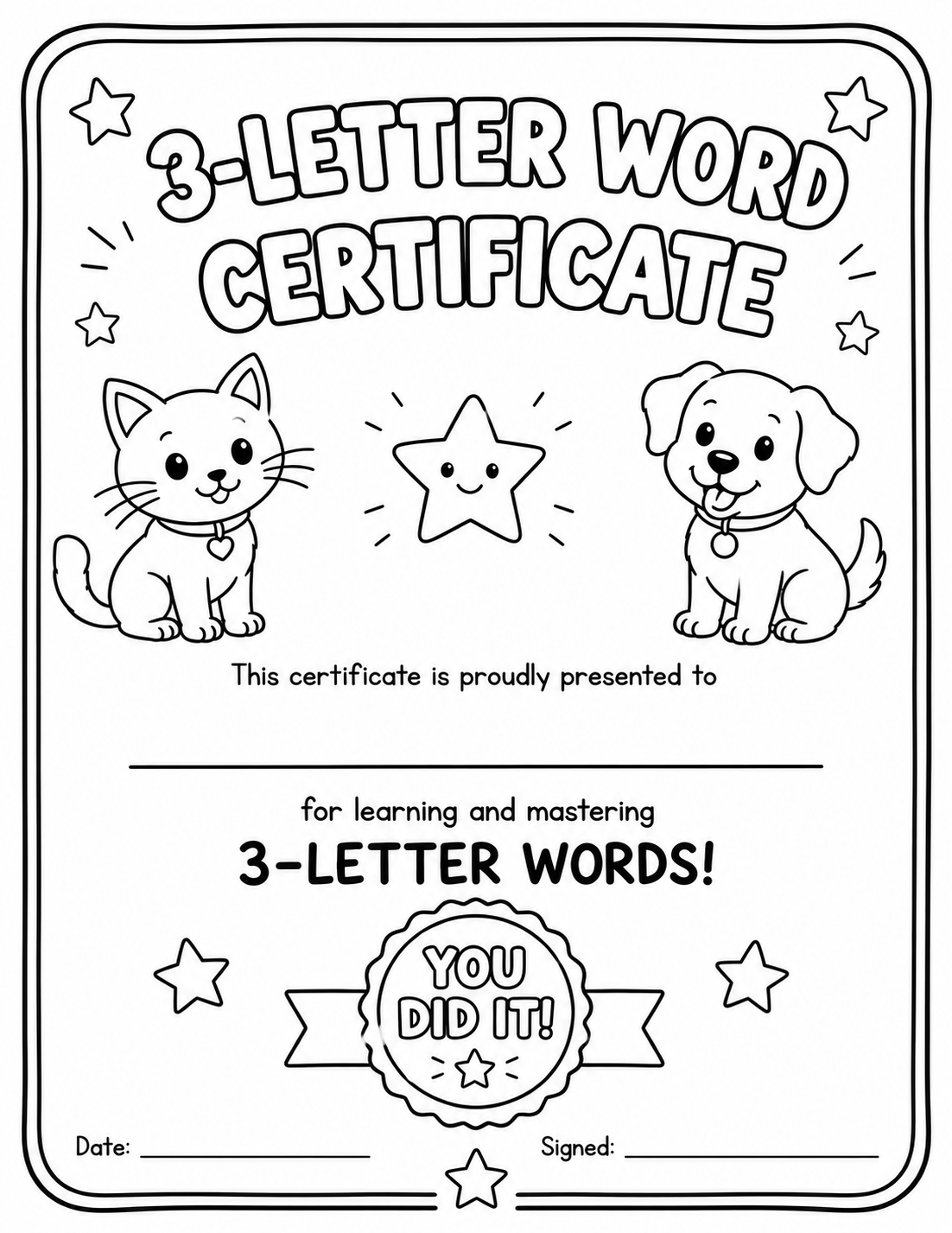 Preview of 3-Letter Word Certificate