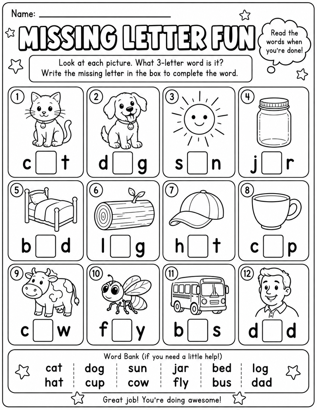 Preview of Missing Letter Fun