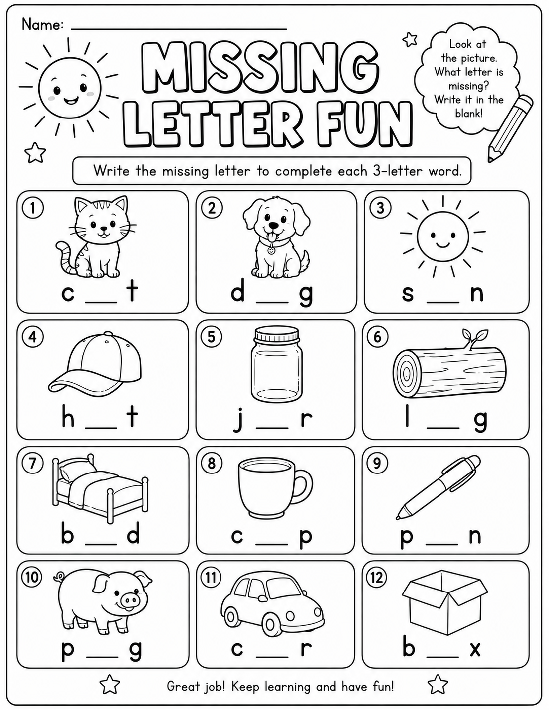 Preview of Missing Letter Fun 2