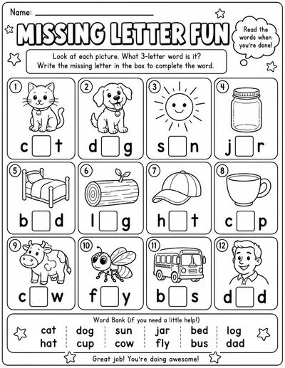 Preview of Missing Letter Fun