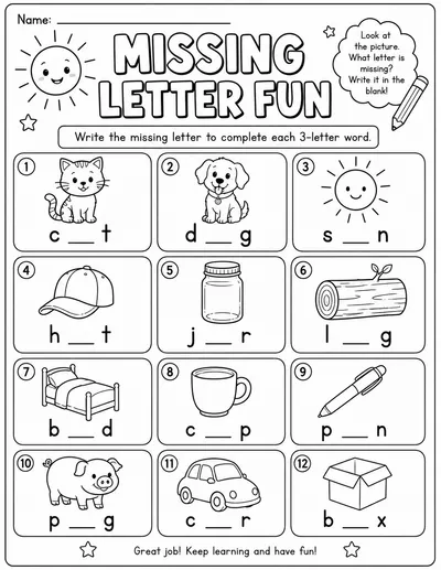 Preview of Missing Letter Fun 2