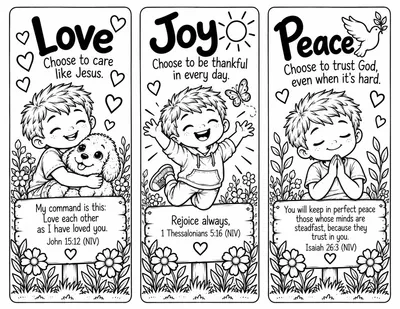 Preview of Fruit of the Spirit Bookmarks — Boy