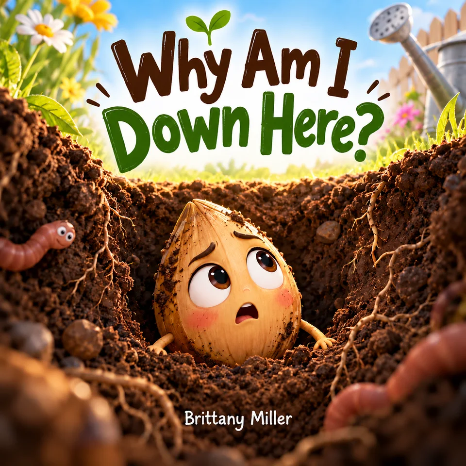 Cover of Why Am I Down Here? by Brittany Miller, featuring a seed underground