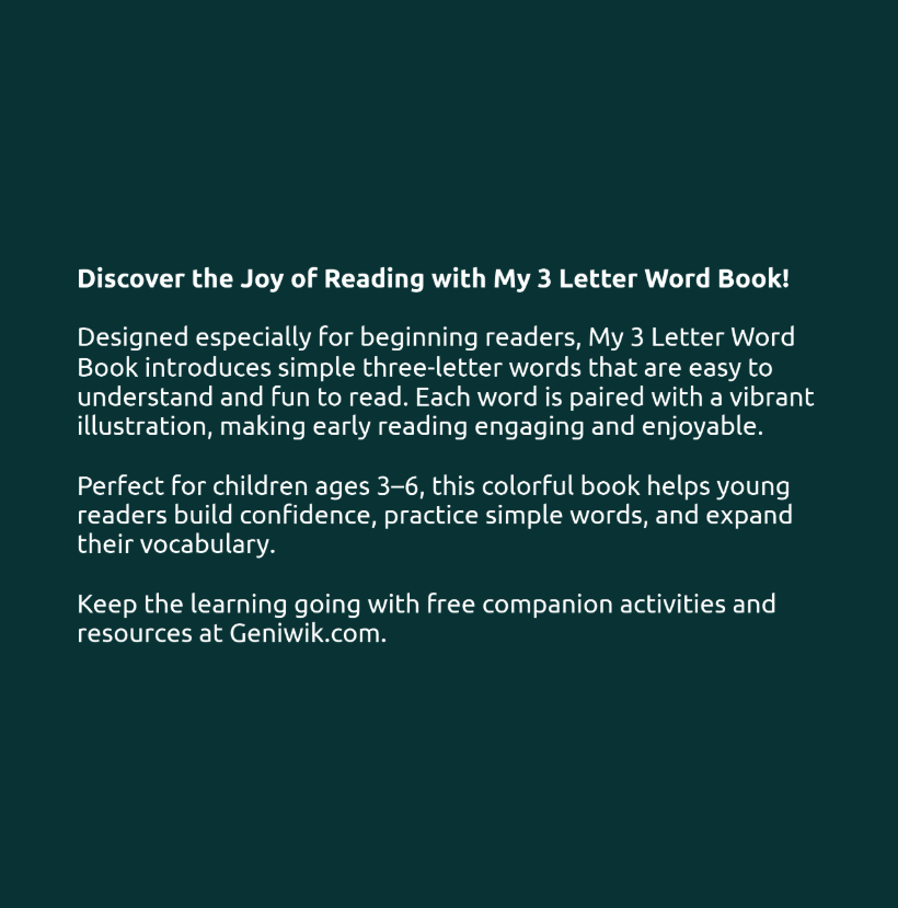 My 3 Letter Word Book back cover